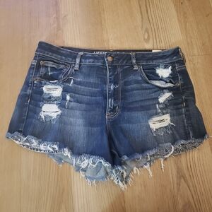American Eagle Sz 14 Vintage Hi-Rise Festival Cut Off Shorts SuperStretch Denim